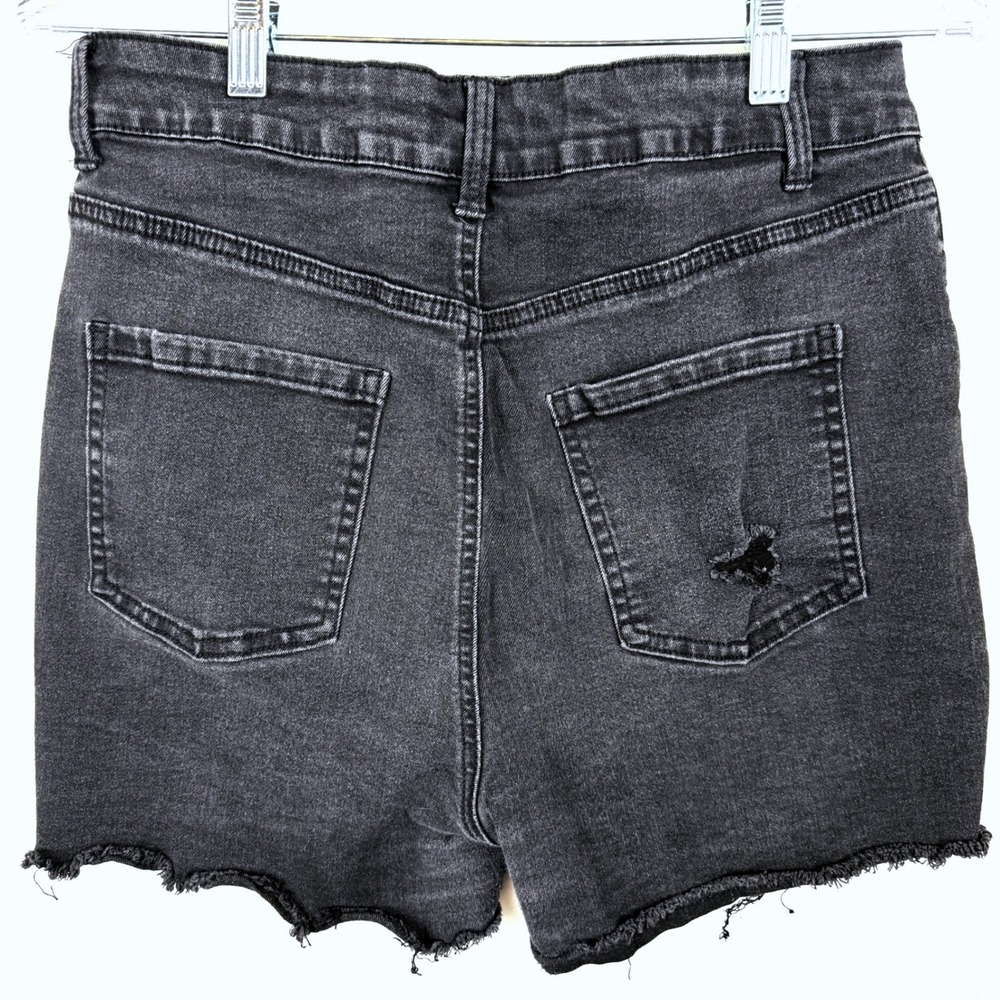 Refuge Denim Nashville Shorts Juniors 9 Black High Rise Button Fly Distressed - Picture 2 of 9